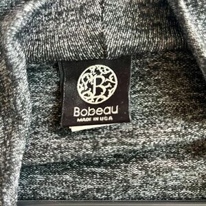 Lrg high/low open cardigan, high/low tapered with single button, heather grey